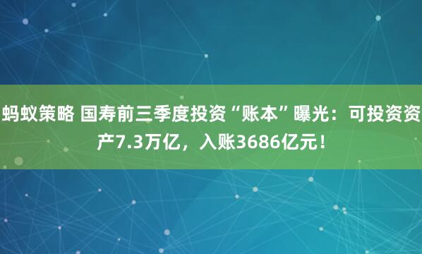 蚂蚁策略 国寿前三季度投资“账本”曝光：可投资资产7.3万亿，入账3686亿元！